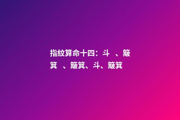 指紋算命十四：斗、簸箕、簸箕、斗、簸箕